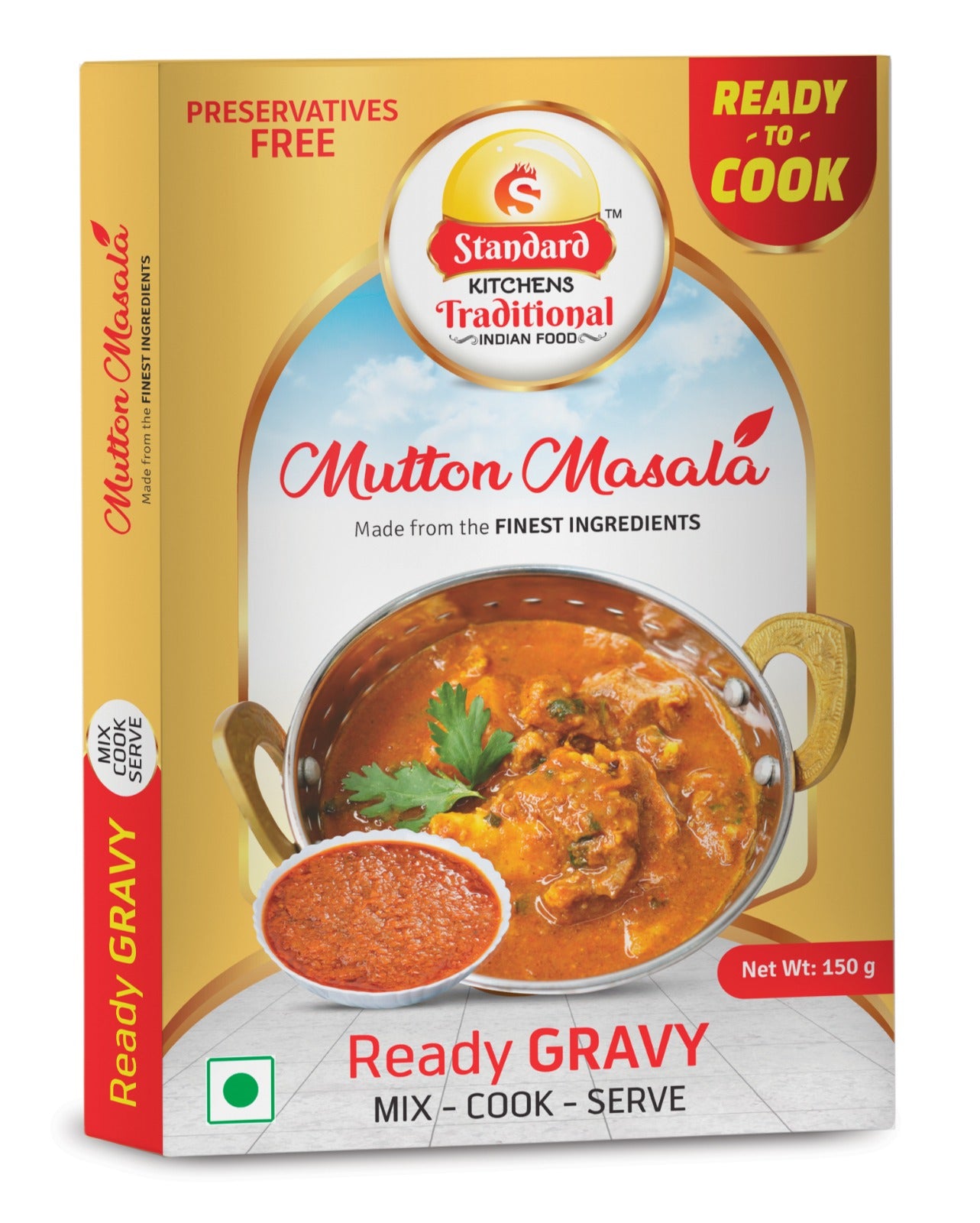 Standard Kitchens Traditional Mutton Masala – Ready to Cook Curry Base | Spicy & Aromatic Gravy Mix | Preservative Free | 150g
