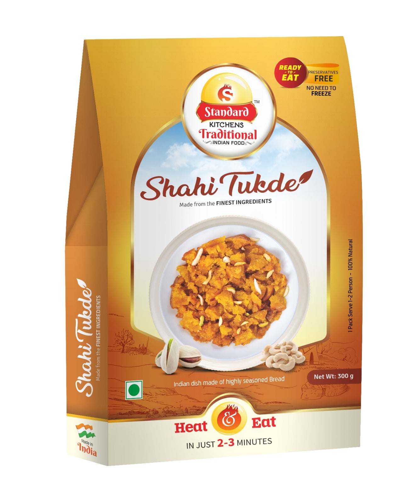 Standard Kitchens Traditional Shahi Tukde – Ready to Eat Indian Dessert | Heat & Eat in 2-3 Minutes | 300g | Preservative Free & 100% Natural