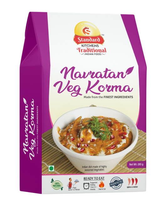 Standard Kitchens Traditional Indian Food – Navratan Veg Korma (285g) | Ready to Eat | 100% Natural | Preservative-Free | Export Quality