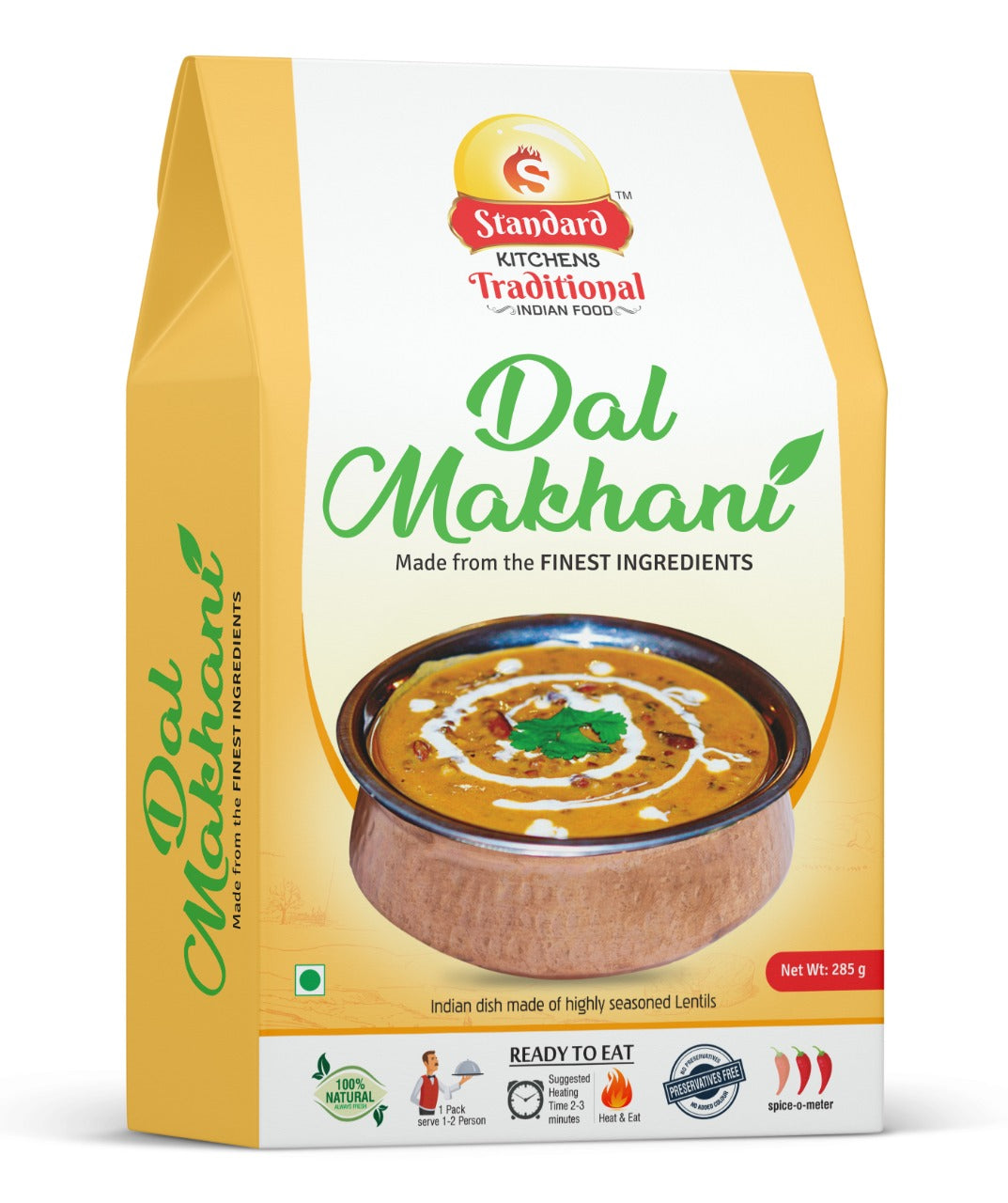 Standard Kitchens Traditional Indian Food – Dal Makhani (285 g) | Ready to Eat | 100% Natural | Preservative-Free | Vegetarian