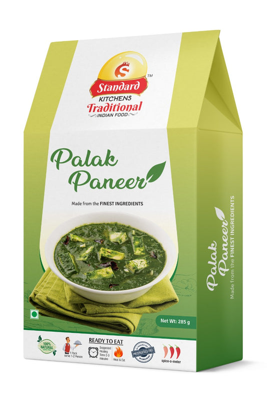 Standard Kitchens Traditional Indian Food – Palak Paneer (285g) | Ready to Eat | 100% Natural | Preservative-Free