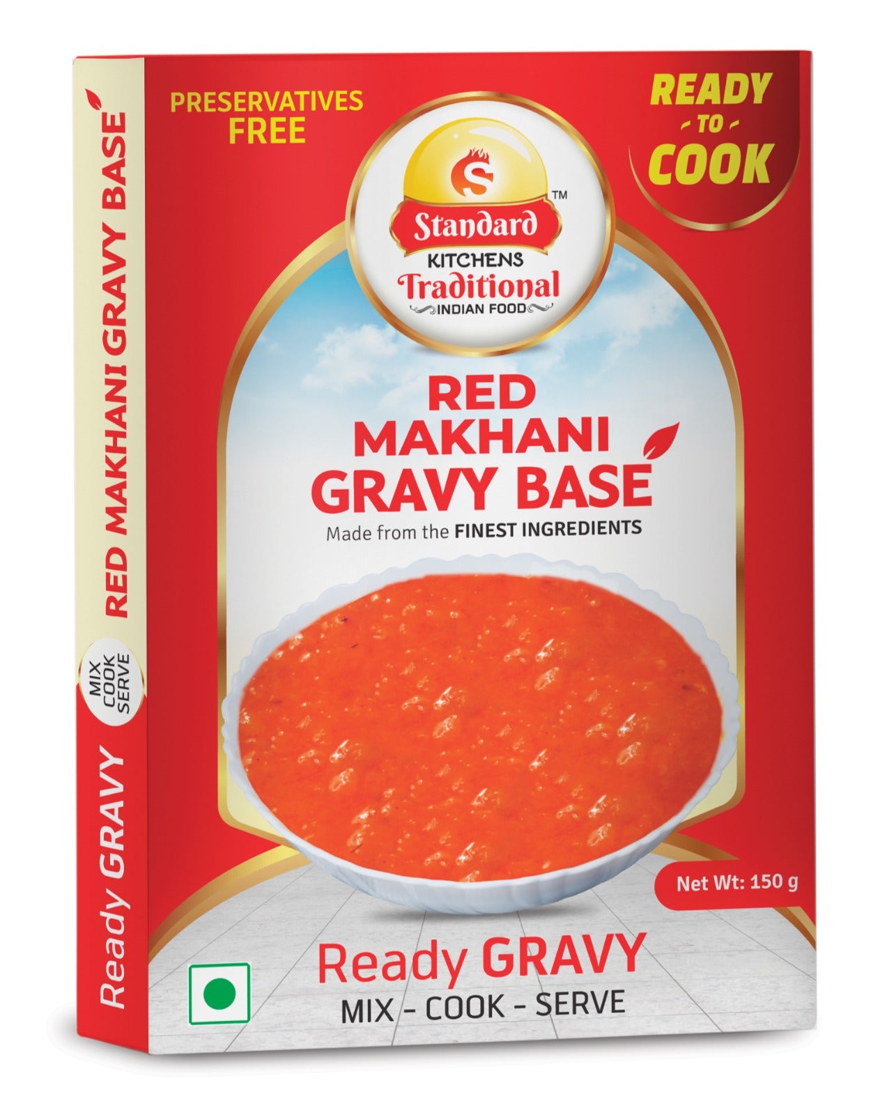Standard Kitchens Traditional Red Makhani Gravy Base – Ready to Cook Curry Mix | Rich & Creamy Tomato Butter Sauce | Preservative Free | 150g